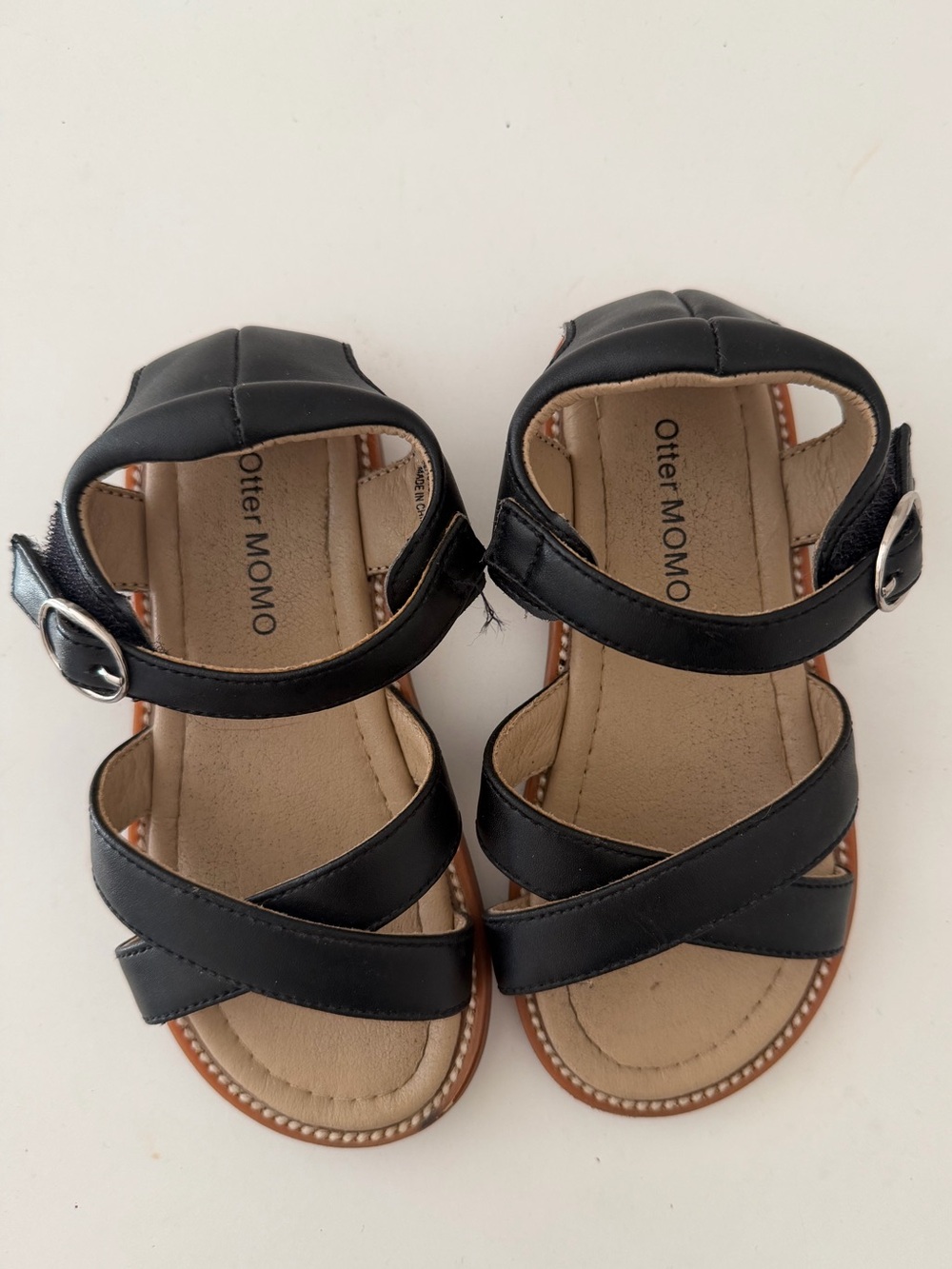 Little girls black sandals
